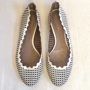 CHLOE Lauren perforated ballet flat ivory size 37